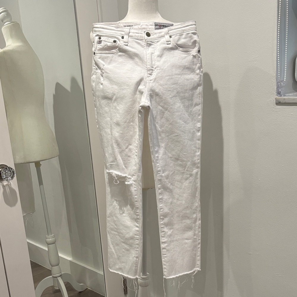 AG Adriano Goldschmied White Cropped Jeans